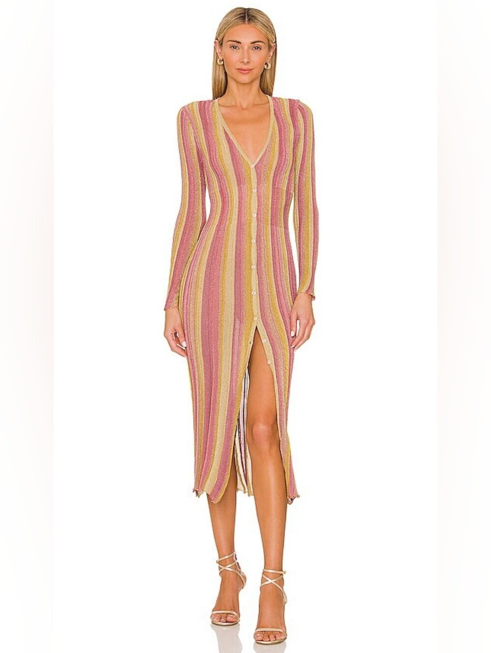 Misa Los Angeles Rafael Dress In Pink Combo, Size Small